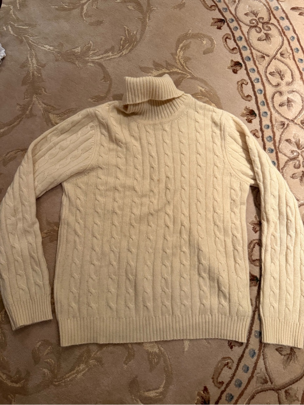 Sutton Studio Cream Cable Knit Turtleneck Sweater
